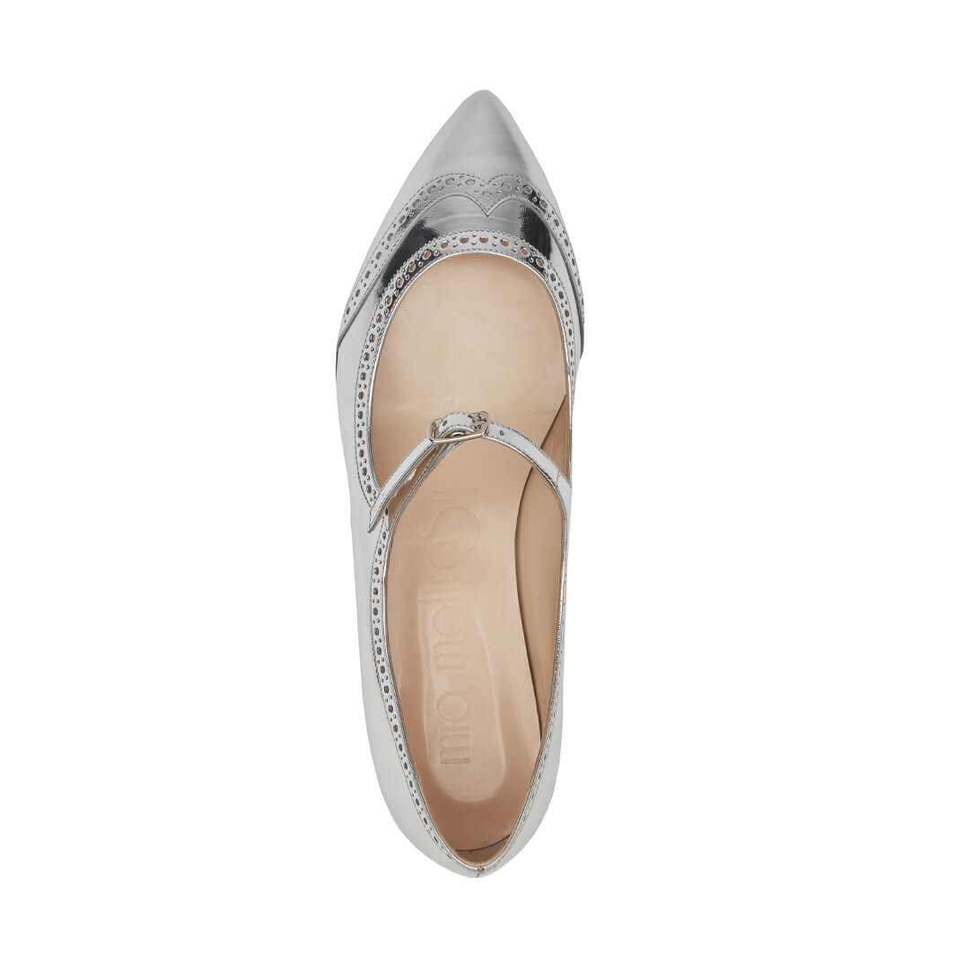 Ballerine Argento in Pelle