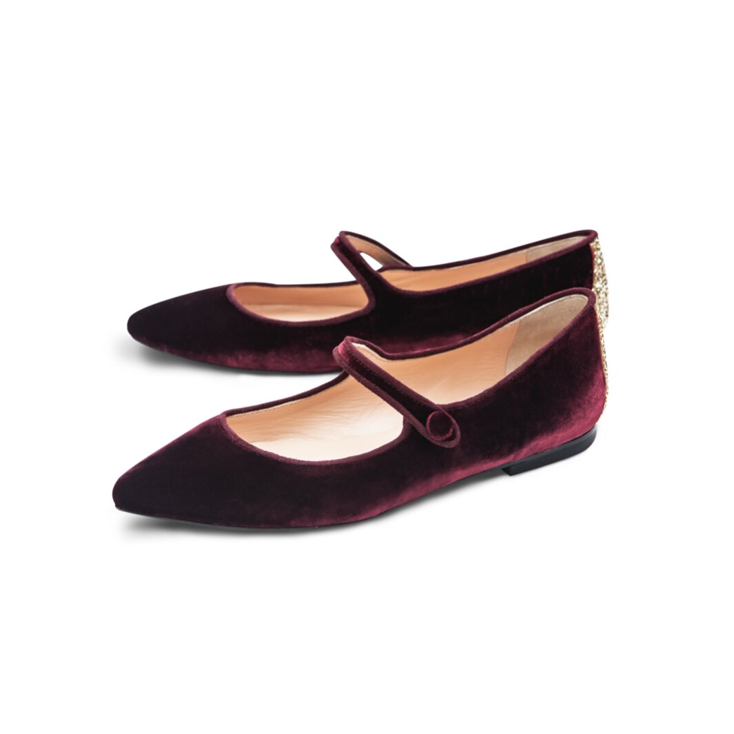 Ballerine Bordeaux In Velluto