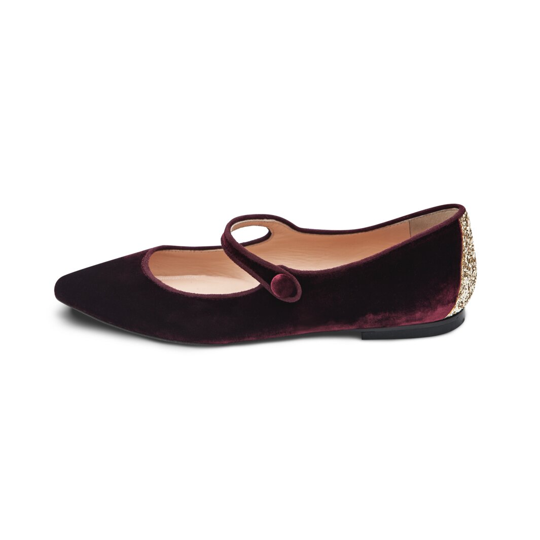 Ballerine Bordeaux In Velluto