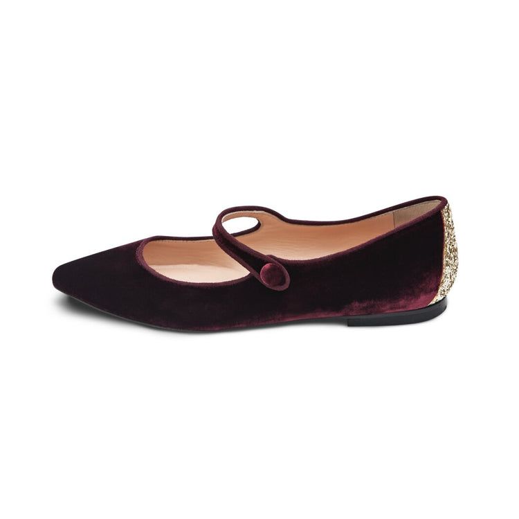Ballerine Bordeaux In Velluto