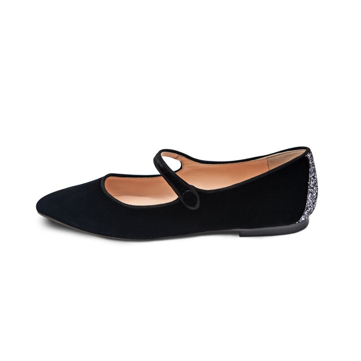 Black Velvet Flat Shoes