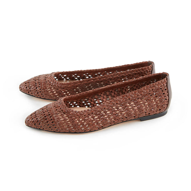 Brown Woven Flat Shoes
